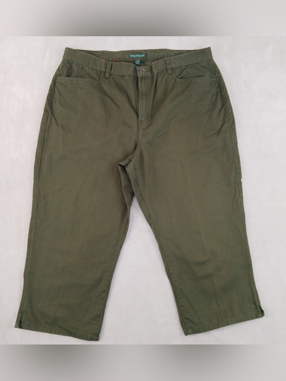 ✅ LAUREN Ralph Lauren Jeans Company Classic Midcalf Pant Size 16 -Army Green